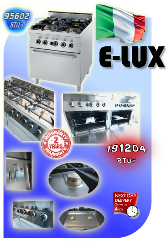 Elux 8 burner commercial oven range