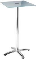 Lemon Alu-Table Square Poseur Table (4-Star Base) With Glass Top