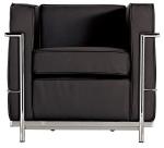 Frovi C3001 Tub Chair With Chrome Surround In Soft Black Hide