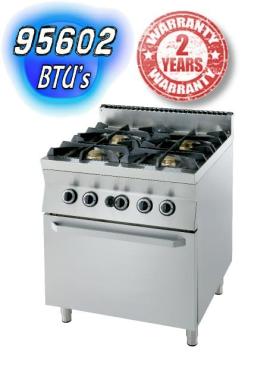E-LUX CK1600 Heavy Duty 4 Burner Commercial Oven 