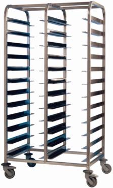 'Premier' Stainless Steel Side By Side Tray Cleaning Trolley