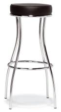 Frovi T130L 'Bottle' Style Stool With Upholstered Seat In Black Leather