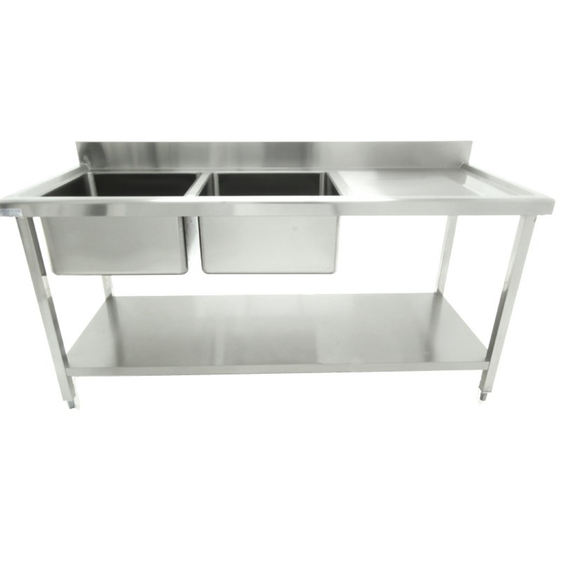 CK8180 Flat Pack Stainless Steel Double Sink With Right Hand Drainer