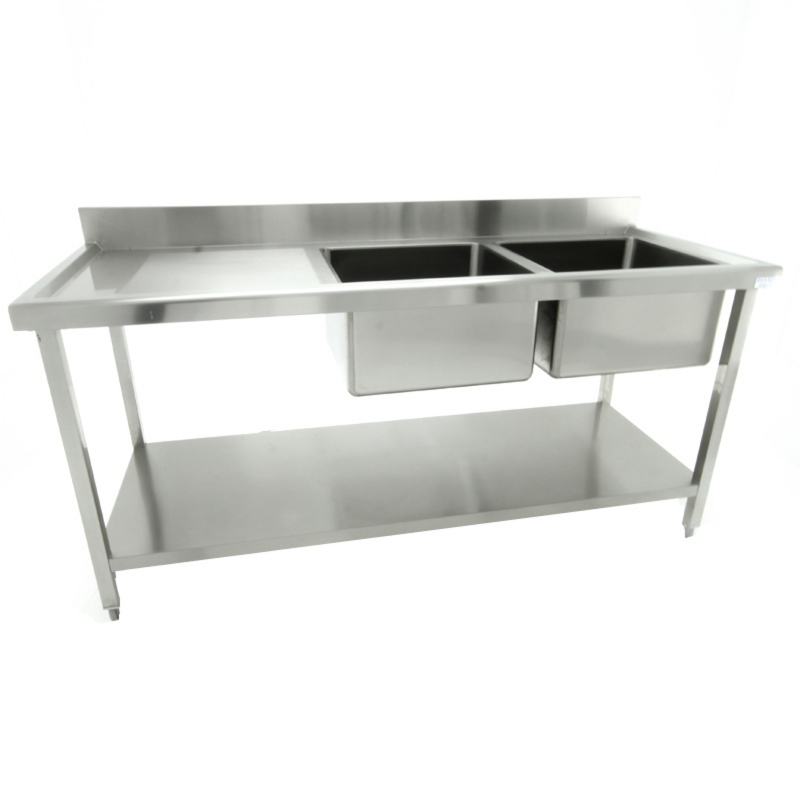 CK8181 Flat Pack Stainless Steel Double Sink With Left Hand Drainer