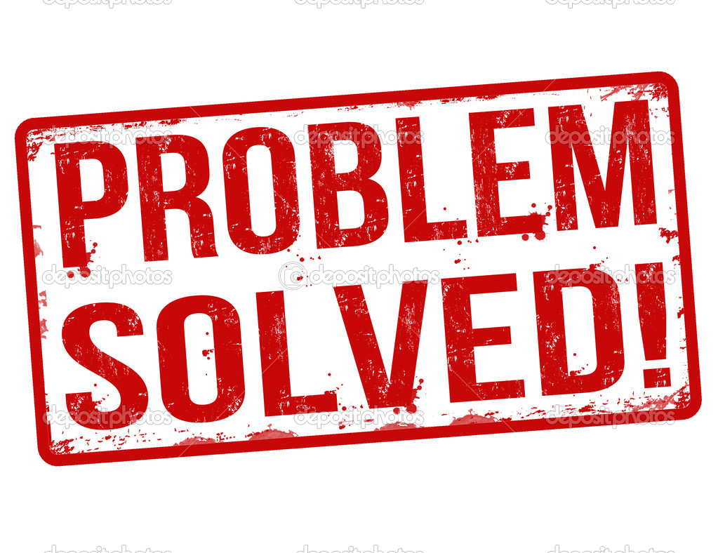 Problem solved grunge rubber stamp on white, vector illustration