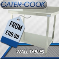 Cater-Cooks Range Of Flat Packed Fully Stainless Steel Wall Tables D600mm