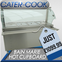 Cater-Cook CK8150 Curved Glass Servery Unit / Hot Cupboard With Bain Marie Top