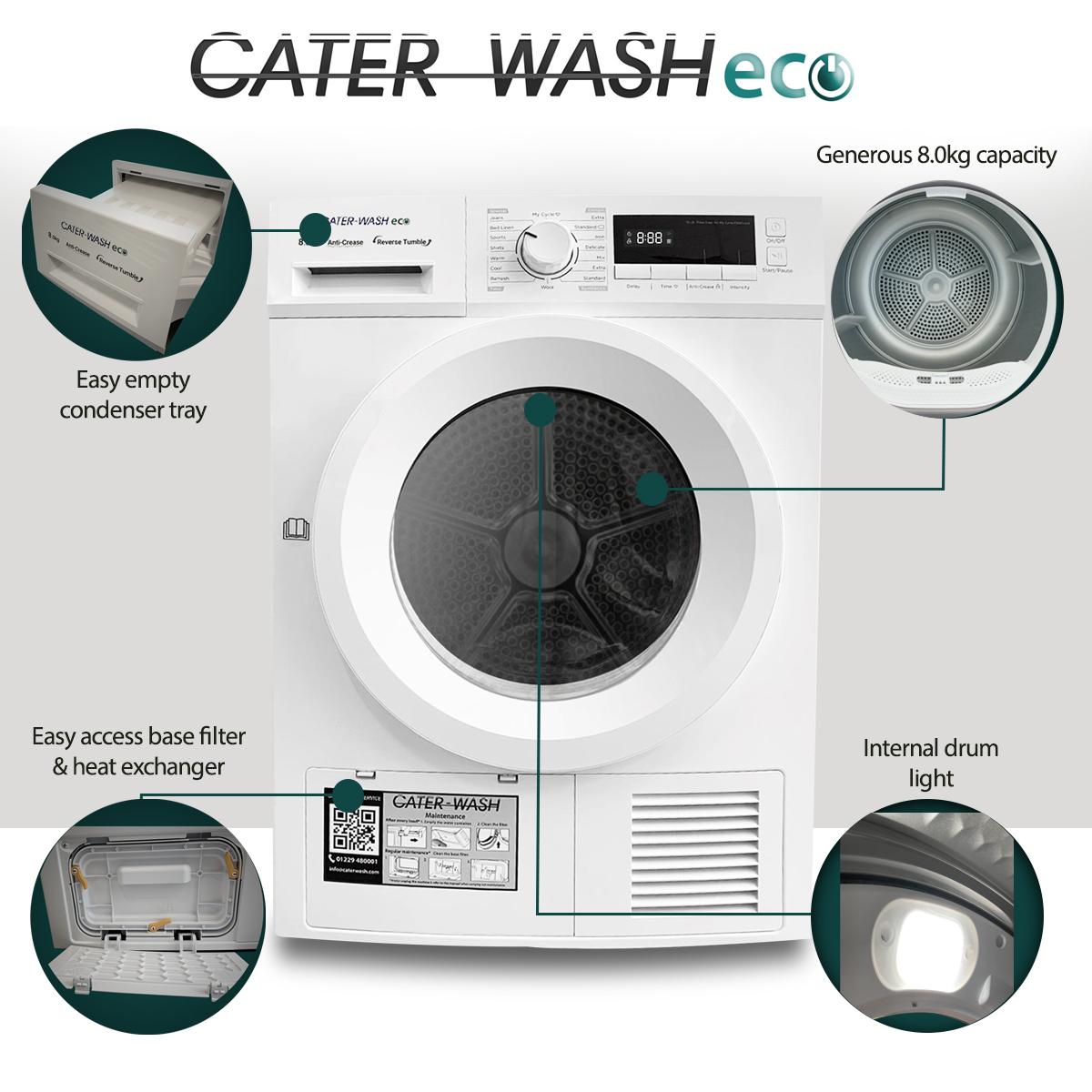 CaterWash 8kg Heat Pump Tumble Dryer Caterkwik