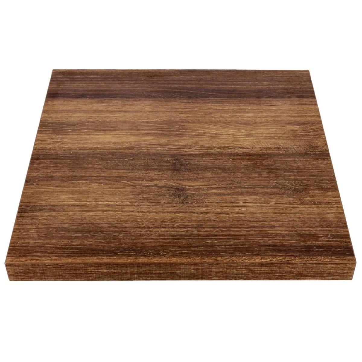 Bolero Pre Drilled Square Table Top Rustic Oak 600mm Gr324