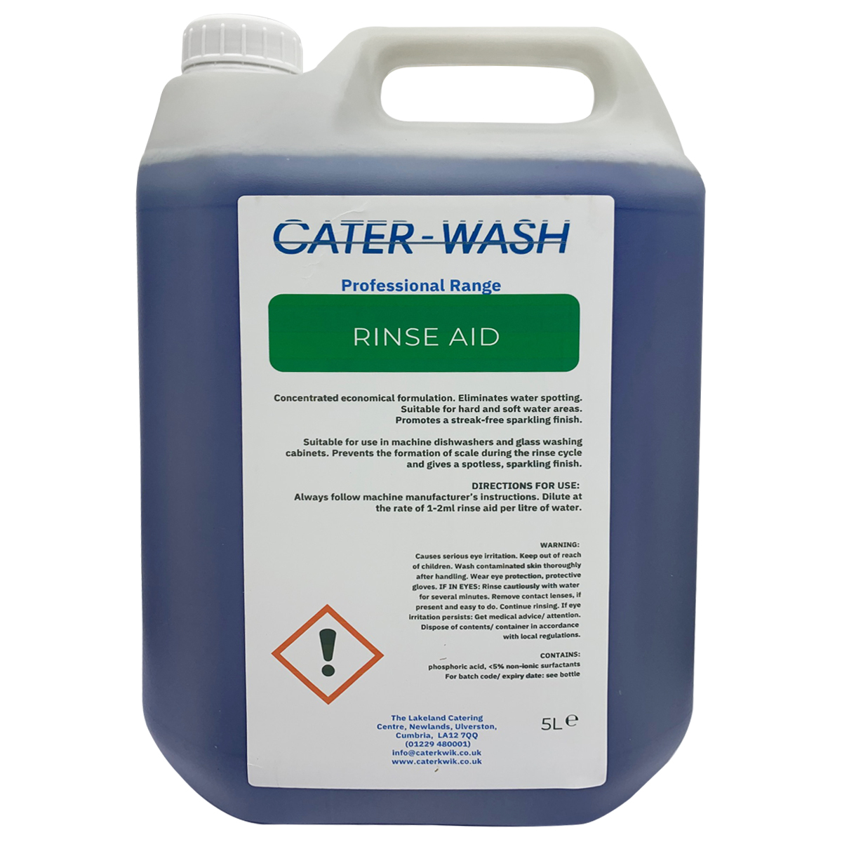 Cater-Wash Rinse Aid for Glasswasher & Dishwashers - 4 x 5 Litres CK4202
