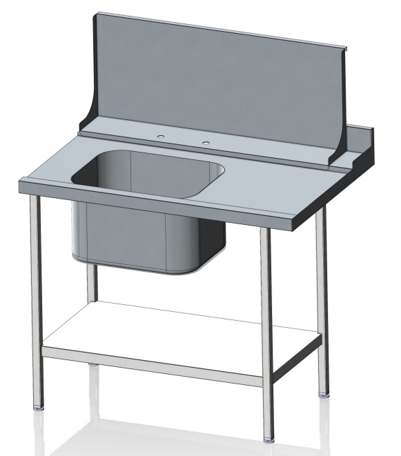 Cater-Fabs Single Bowl Inlet Sink for Passthrough Dishwasher with Deep Rear Edging