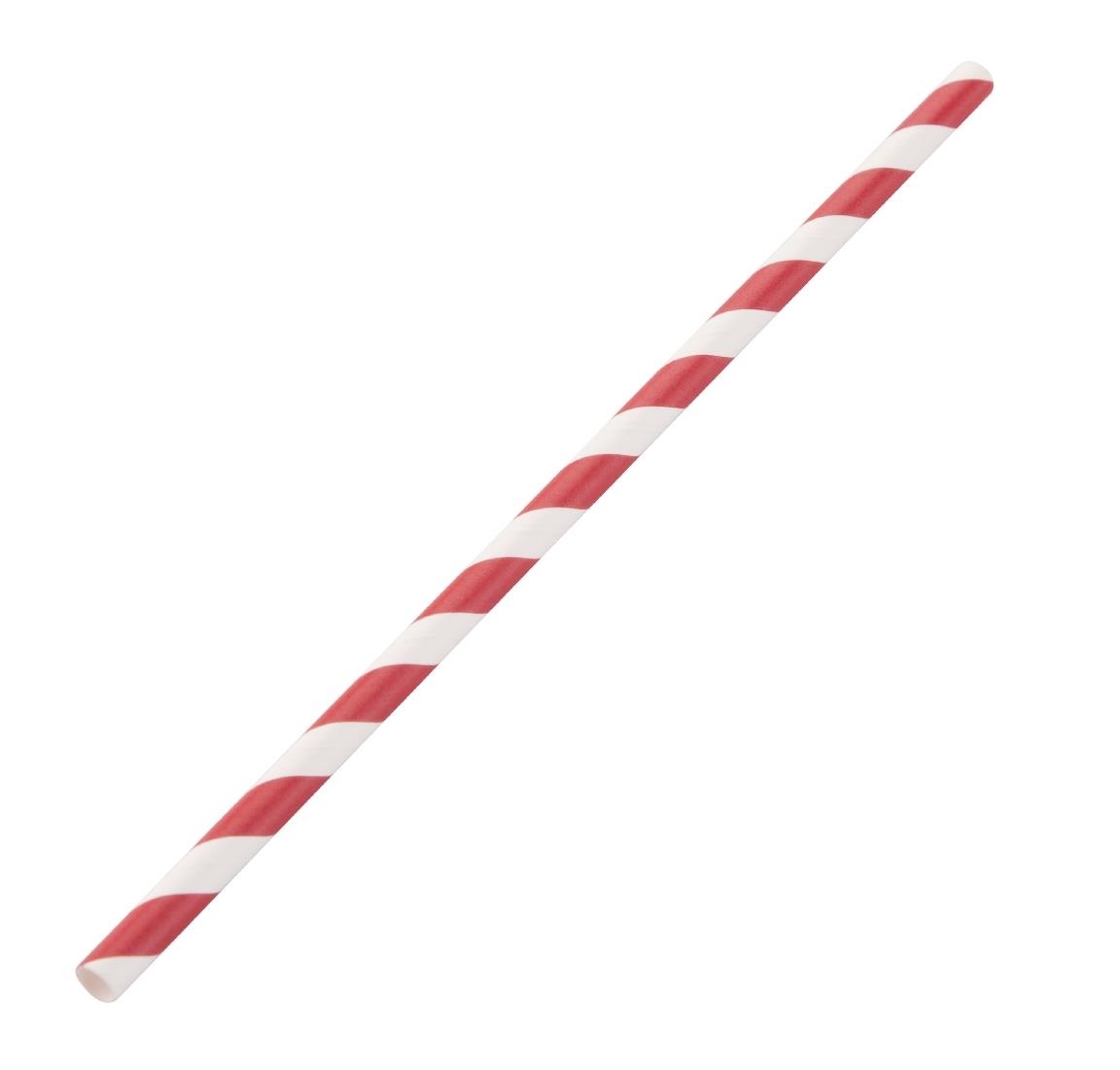 Fiesta Green DE927 Compostable Paper Straws Red Stripes (Pack of 250)