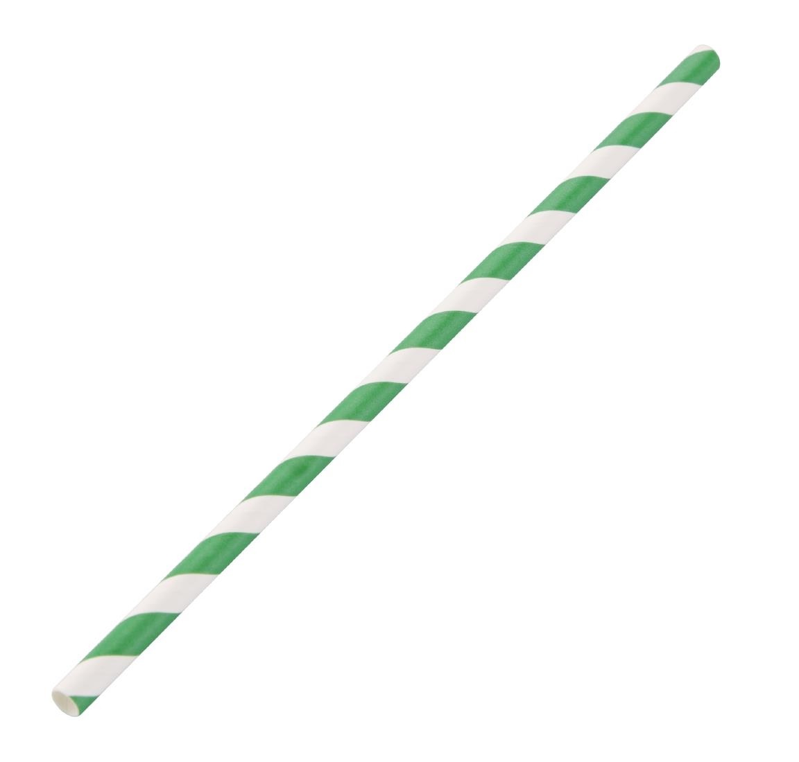 Fiesta Green DE928 Compostable Paper Straws Green Stripes (Pack of 250)
