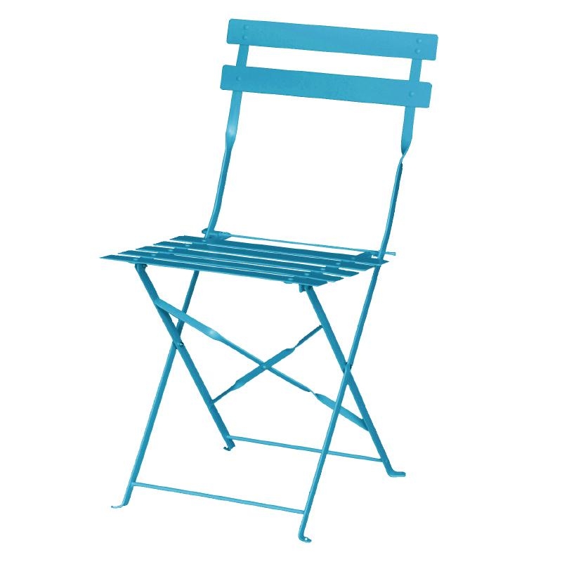 GK982 Bolero Pavement Style Steel Chairs Seaside Blue (Pack of 2)