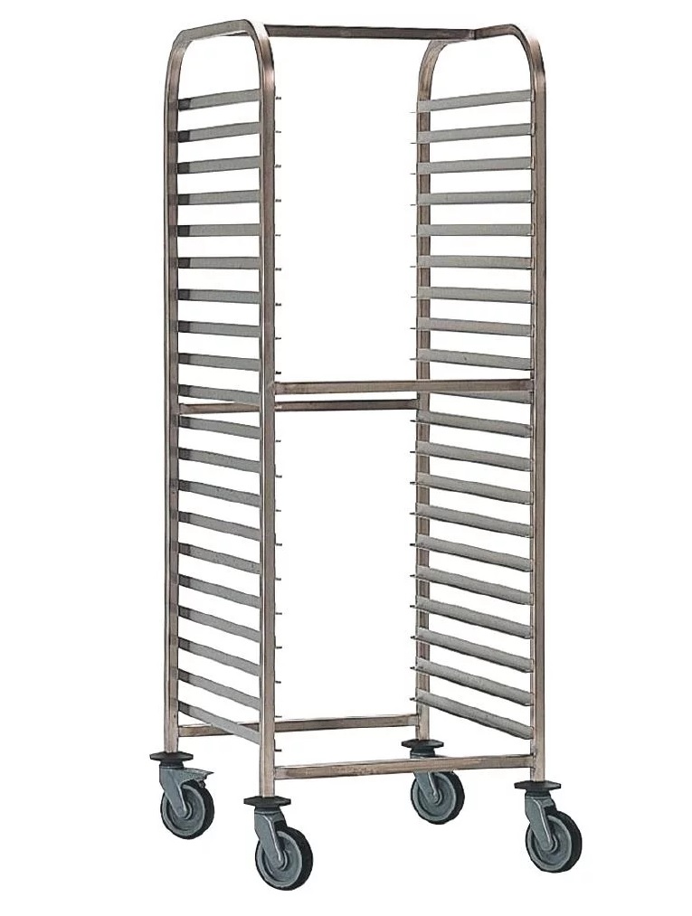 P061 Bourgeat Double Gastronorm Racking Trolley 15 Shelves