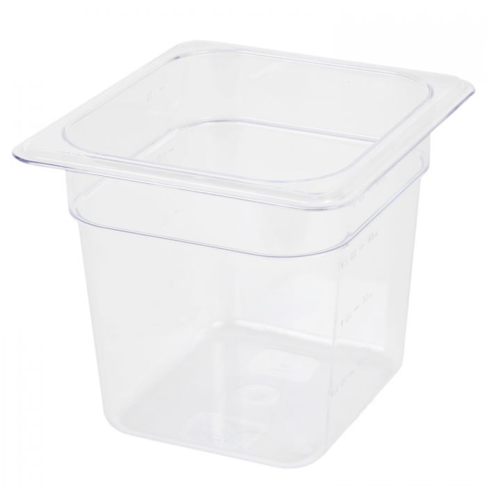 TG - GN 1/6, 150mm Deep, 2.4Ltr Gastronorm Container, Clear Polycarbonate