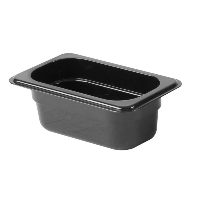 TG - GN 1/9, 65mm Deep, 600ml Gastronorm Container, Black Polycarbonate