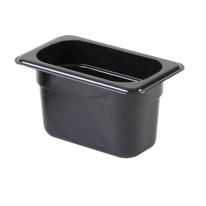 TG - GN 1/9, 100mm Deep, 800ml Gastronorm Container, Black Polycarbonate
