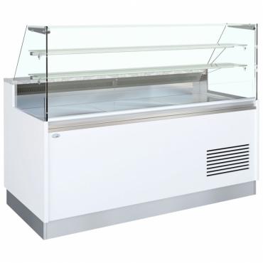 Interlevin BELLINI ID 1650FV CR White, Flatt Glass Serveover Counter With Storage
