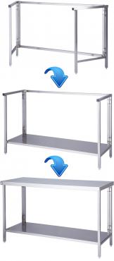 Parry 500mm Deep Tables With 1 Undershelf - Flat Packed - AISI 304 Grade S/S