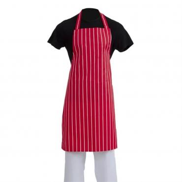 A532 Whites Unisex Bib Apron Red and White Stripe. 