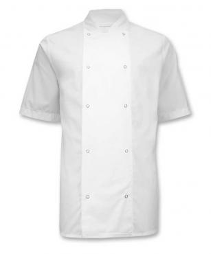 Short Sleeved Stud Fastening Chef's Jacket.