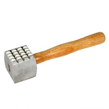 Thunder Group ALMTW001 2 Sided Aluminium Meat Tenderiser W/ Wooden Handle