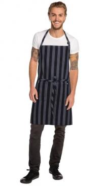 Chef Works B346 Urban Chesapeake Wide Stripe Bib Apron Black.