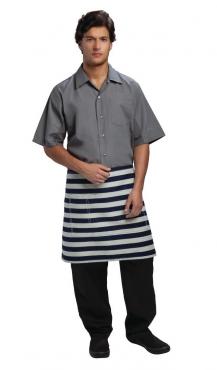 Chef Works B349 Urban Chesapeake Wide Stripe Half Bistro Apron Indigo.