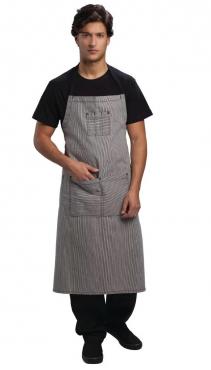 Chef Works B351 Urban Portland Fine Stripe Bib Apron Grey. 