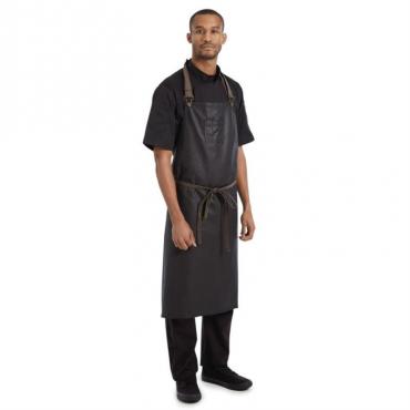 Chef Works Urban Wet Look Boulder Wide Bib Apron Brown and Black - BB008