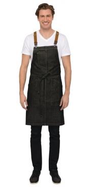 BB205 Chef Works Urban Berkeley Denim Brace Bib Apron Black