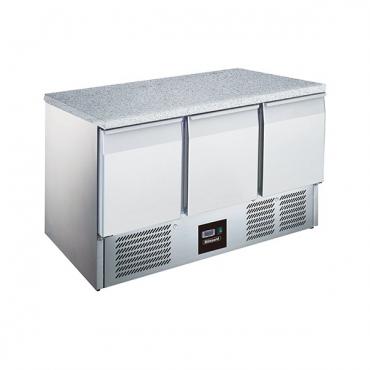 Blizzard BCC3-GR-TOP Commercial 3 Door Compact Refrigerated Prep Counter With Granite Worktop