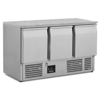 Blizzard BCC3-GR-TOP Commercial 3 Door Compact Refrigerated Prep Counter With Granite Worktop