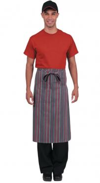 Chef Works Bistro Apron Grey Charcoal Red Stripe. 