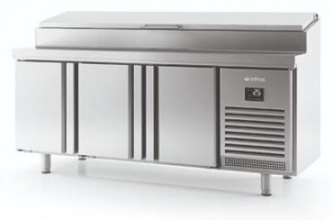 Infrico BMGN1960EN Commercial 3 Door Refrigerated Prep Counter With Raised Collar