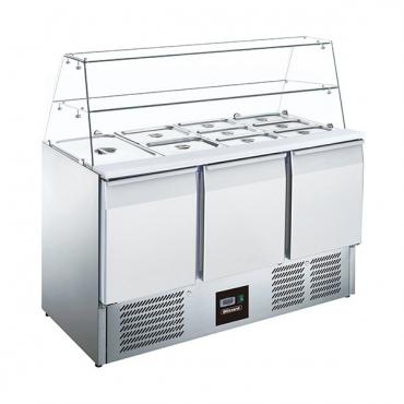 Blizzard BPD3 Commercial 3 Door Compact Gastronorm Prep Counter With Display