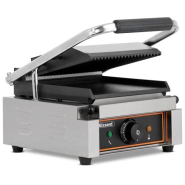 Blizzard BRSCG1 Commercial Single Contact Grill - Flat Bottom, Ribbed Top 