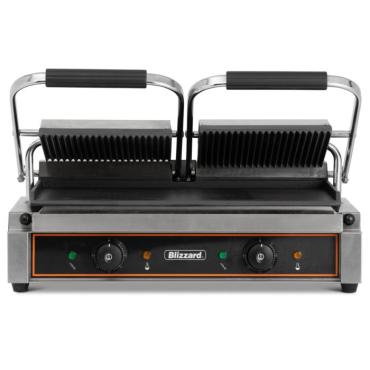 Blizzard BRSCG2 Commercial Double Contact Grill - Flat Bottom, Ribbed Top