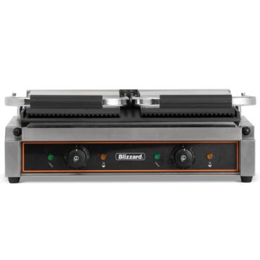 Blizzard BRSCG2 Commercial Double Contact Grill - Flat Bottom, Ribbed Top