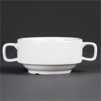 C239 Olympia Whiteware Soup Bowls With Handles 400ml 14oz
