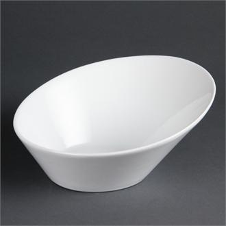 CB078 Olympia Whiteware Oval Sloping Bowls 254x 228mm Pack of 3 only