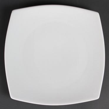 CB493 Olympia whiteware rounded square plates 270mm. 