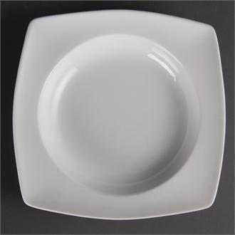 CB690 Olympia Whiteware Rounded Square Bowls Circular Well 210mm