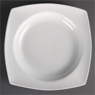 CB691 Olympia Whiteware Rounded Square Bowls Circular Well 250mm