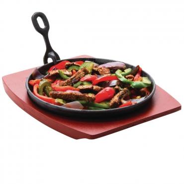 Olympia CC311 Cast Iron Round Sizzler With Wooden Stand 