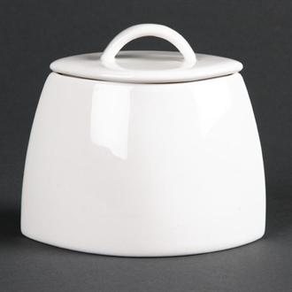 CD654 Lumina Fine China Oval Sugar Bowls with Lids 200ml 7oz
