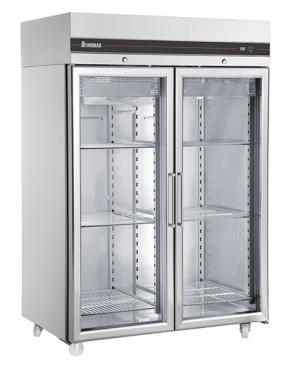 Inomak CEP2144CR Commercial Heavy Duty Upright Double Glass Door Refrigerator - 1432L 