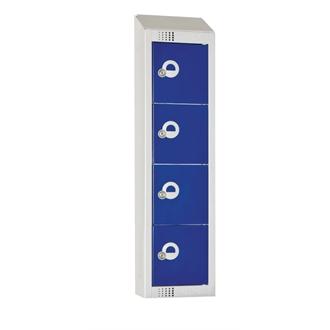 CF751CS Elite Personal Effects Locker 4 Door Blue Camlock Sloping Top