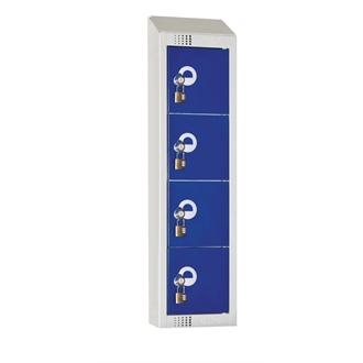CF751PS Elite Personal Effects Locker 4 Door Blue Padlock Sloping Top